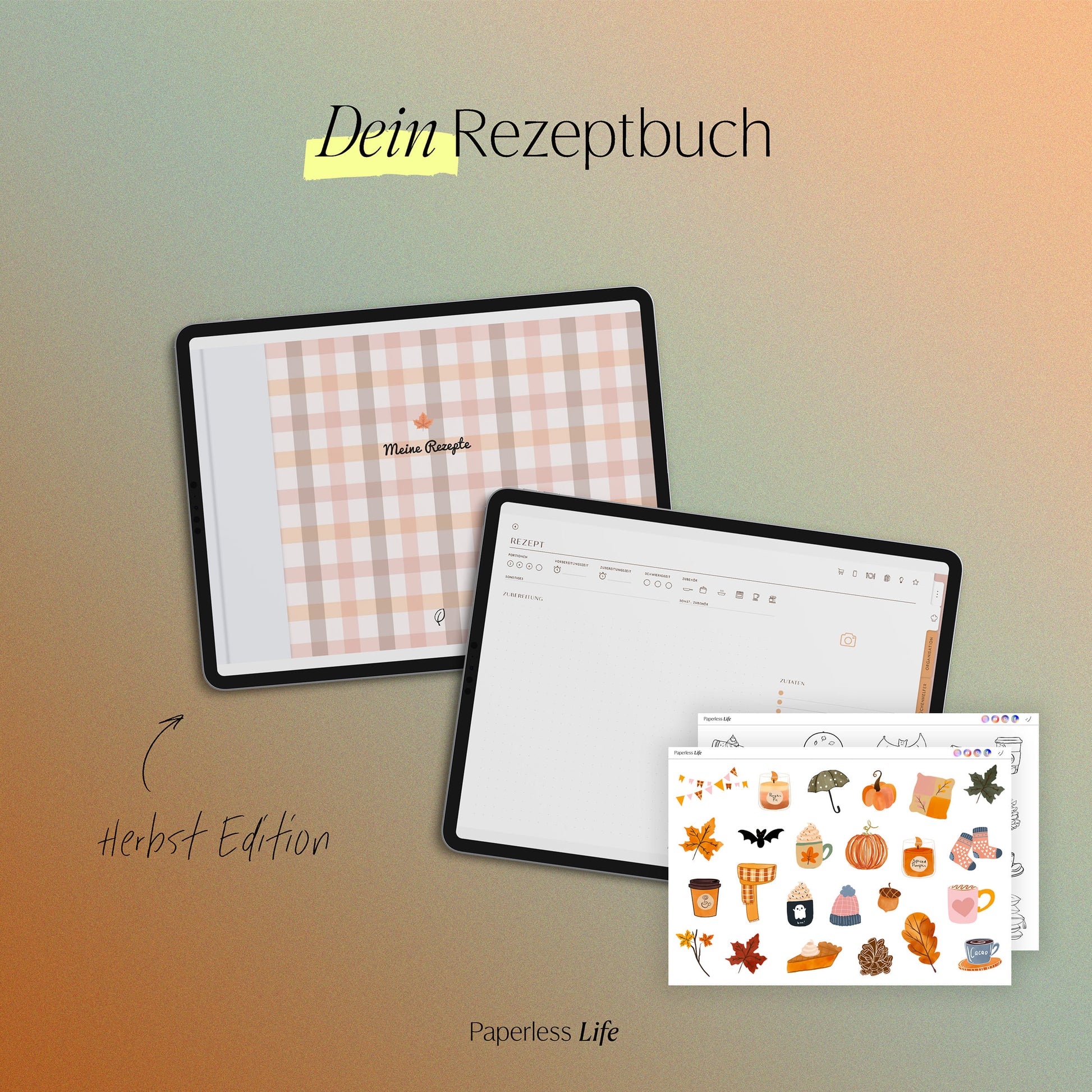 Digitales Rezeptbuch im Querformat