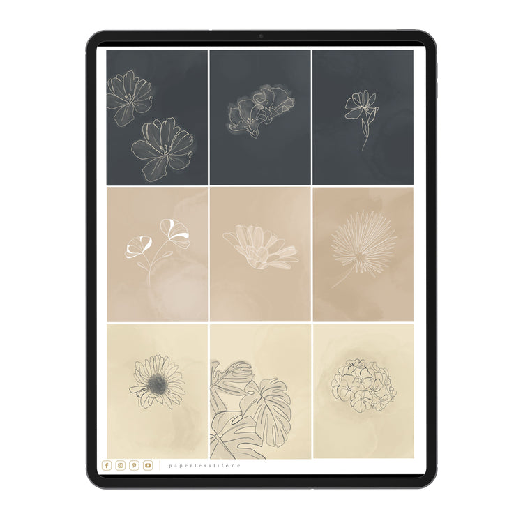 Digital Stickers | Floral beige