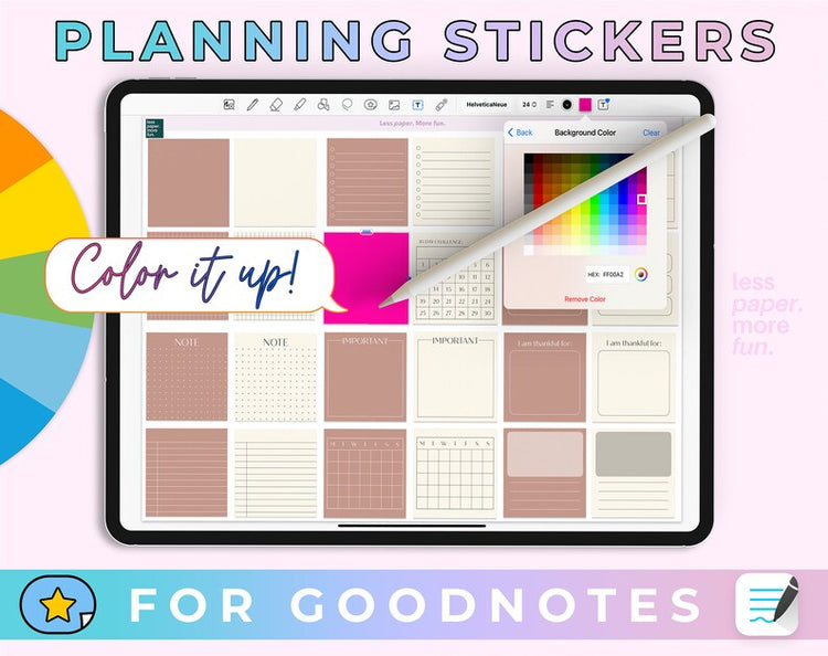 100 Color Changing Goodnotes Stickers | To-do stickers