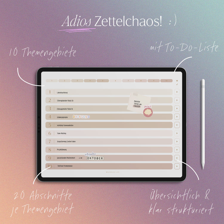 Digital meeting note planner