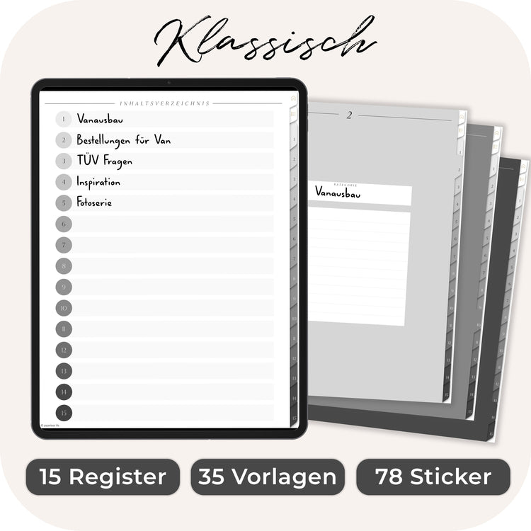 Digitales Notizbuch "Der Gedankensortierer" - 15 Reiter