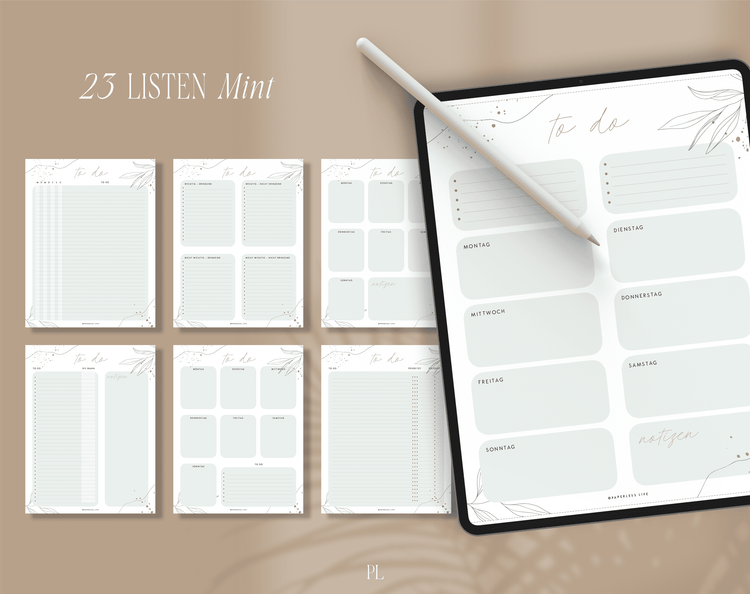 To-do-Listen Set mit 23 Vorlagen