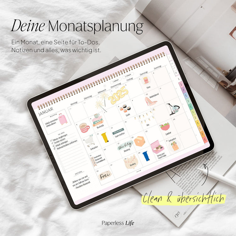 Digital monthly planner 2025