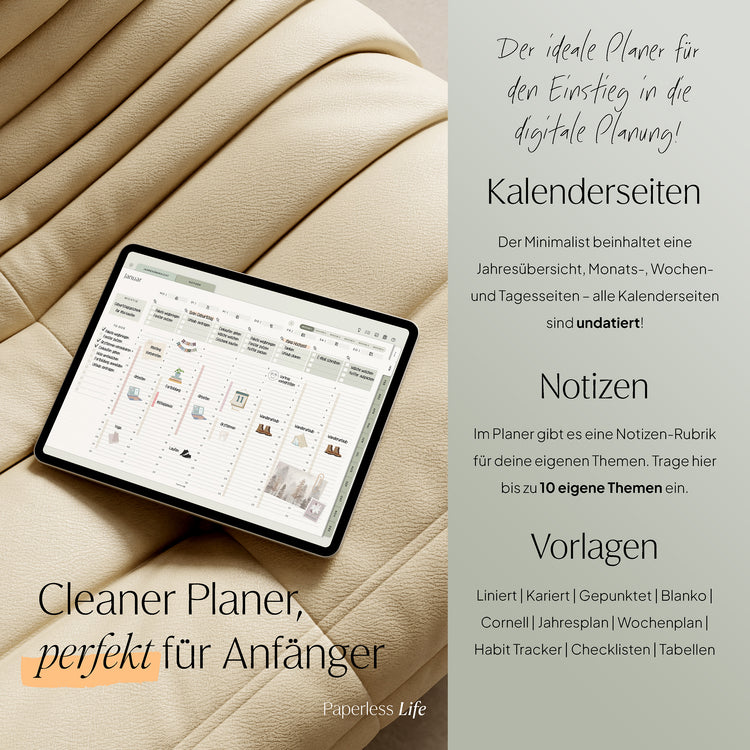 Undated Digital Planner I for Goodnotes and much more I the Minimalist