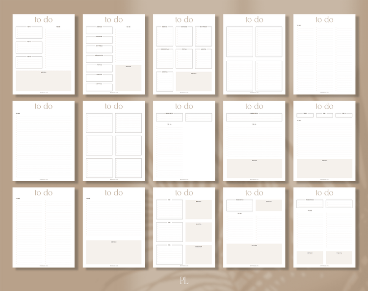 To-do-Listen Set mit 23 Vorlagen