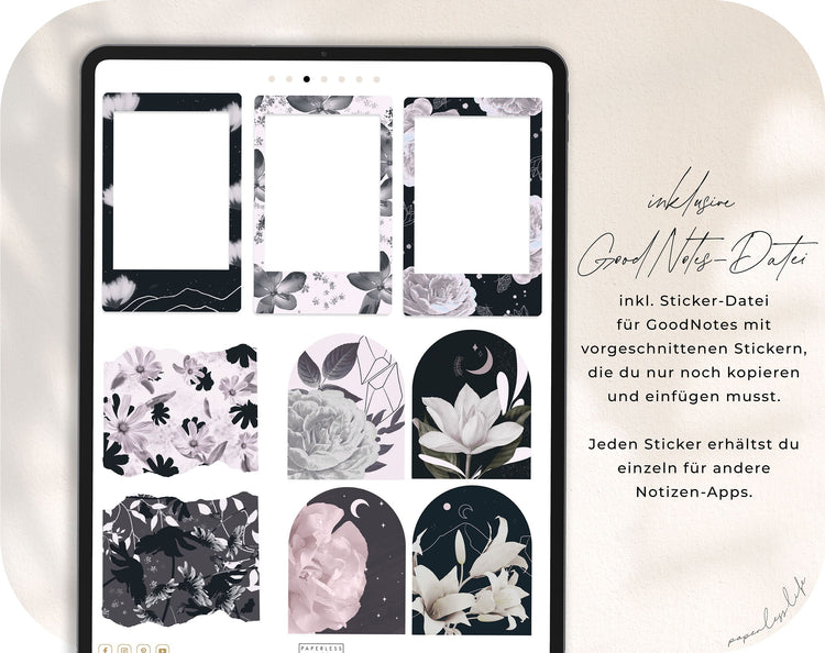 90 Digitale Sticker | Black Flower