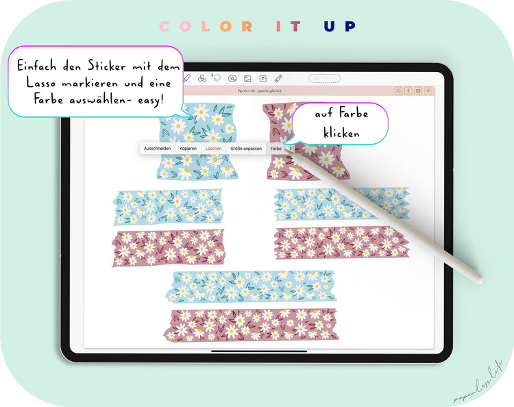 Color-Changing Goodnotes Washi Tape | Digital Sticker Strips