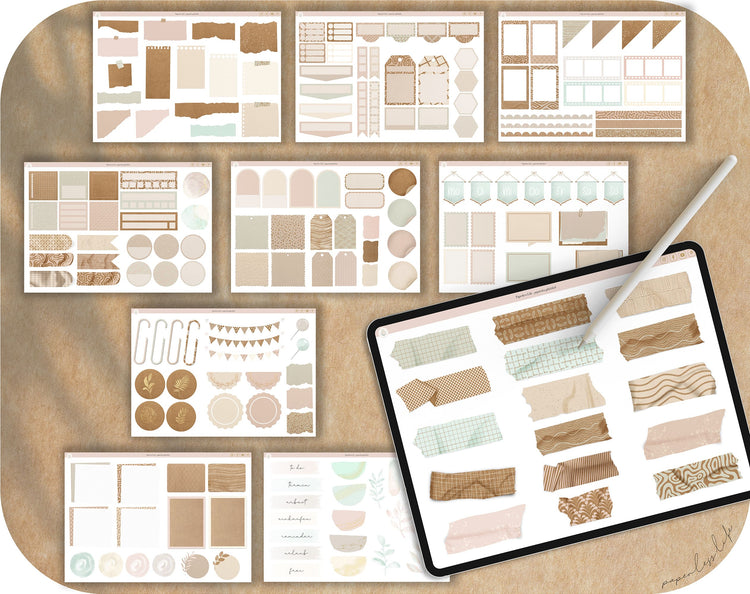 200 Digital Stickers | Kraft Paper