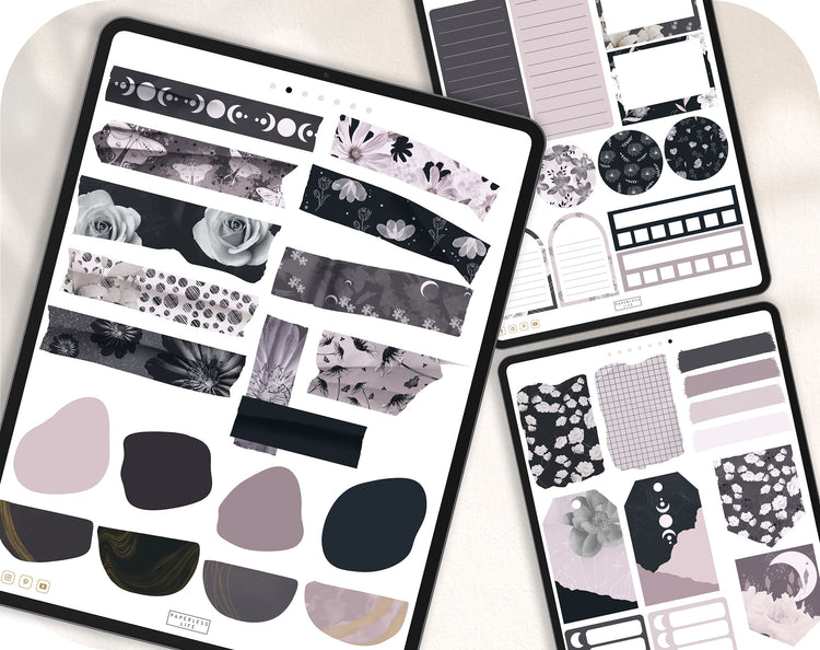 90 Digitale Sticker | Black Flower