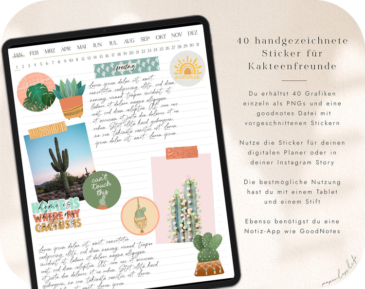 40 Digital Stickers | Cactus Lover