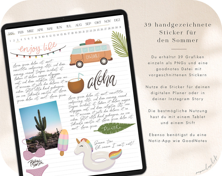 39 Digital Stickers | Aloha vibes