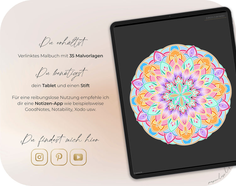Digital Coloring Book - Mandala Black Edition