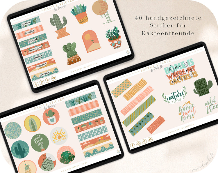 40 Digital Stickers | Cactus Lover