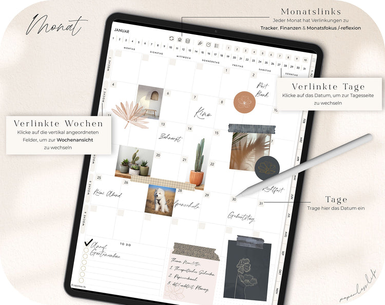 Undatierter Digitaler Planer | Hochkant | für Goodnotes u.v.m.