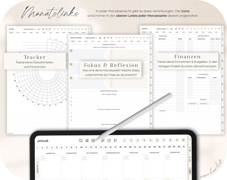 Undatierter Digitaler Planer | Hochkant | für Goodnotes u.v.m.