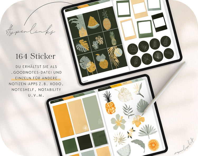 160+ Digital Stickers | Tropical set