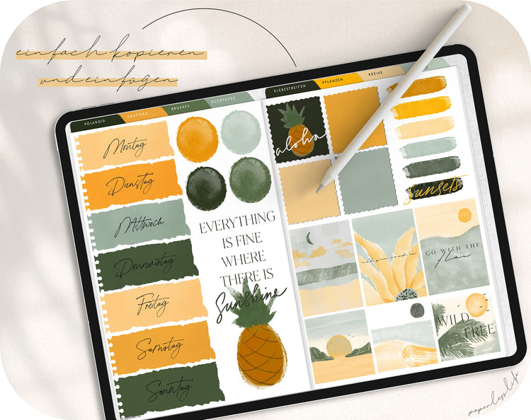 160+ Digital Stickers | Tropical set