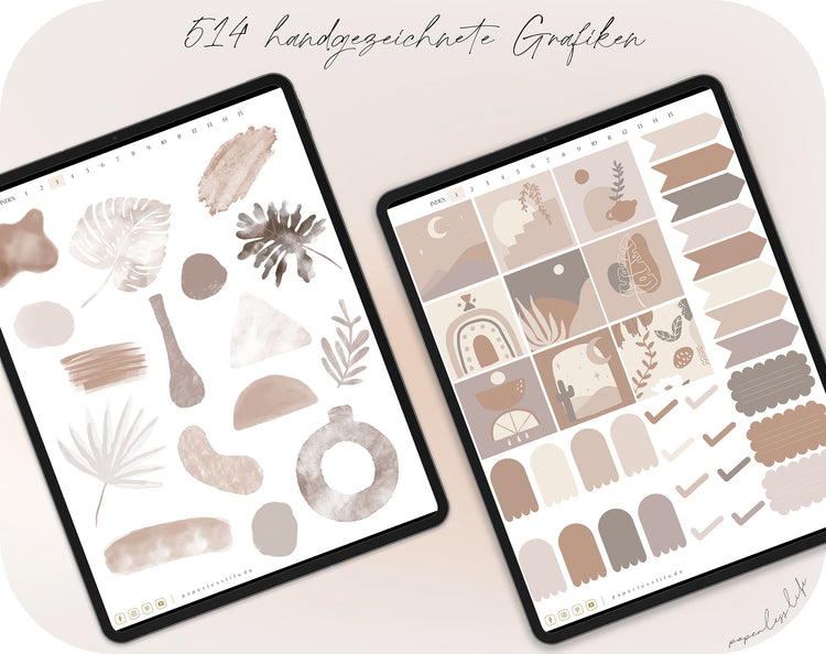 500+ Digital Sticker Set | Boho nude