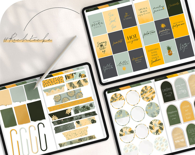 160+ Digital Stickers | Tropical set