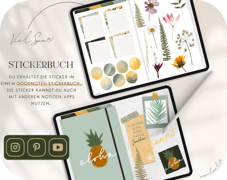 160+ Digital Stickers | Tropical set