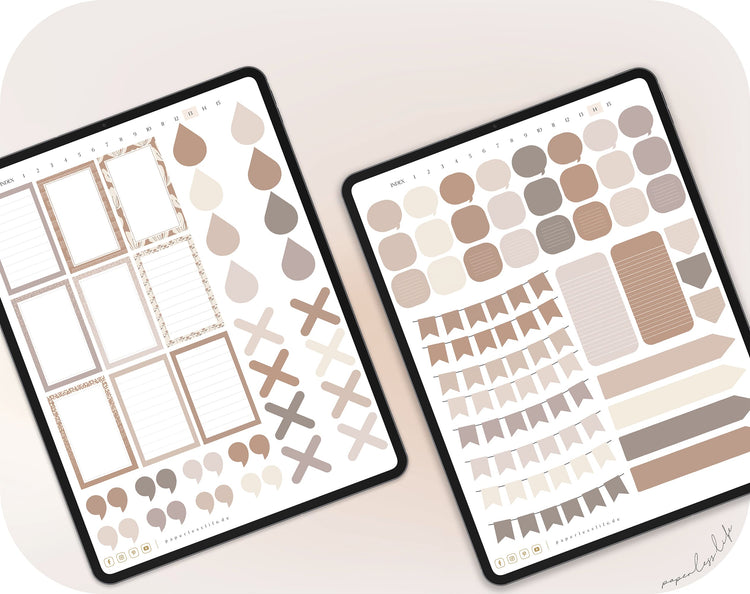 500+ Digital Sticker Set | Boho nude