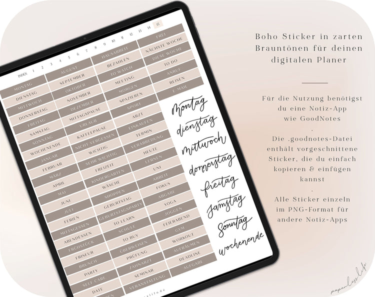 500+ Digital Sticker Set | Boho nude