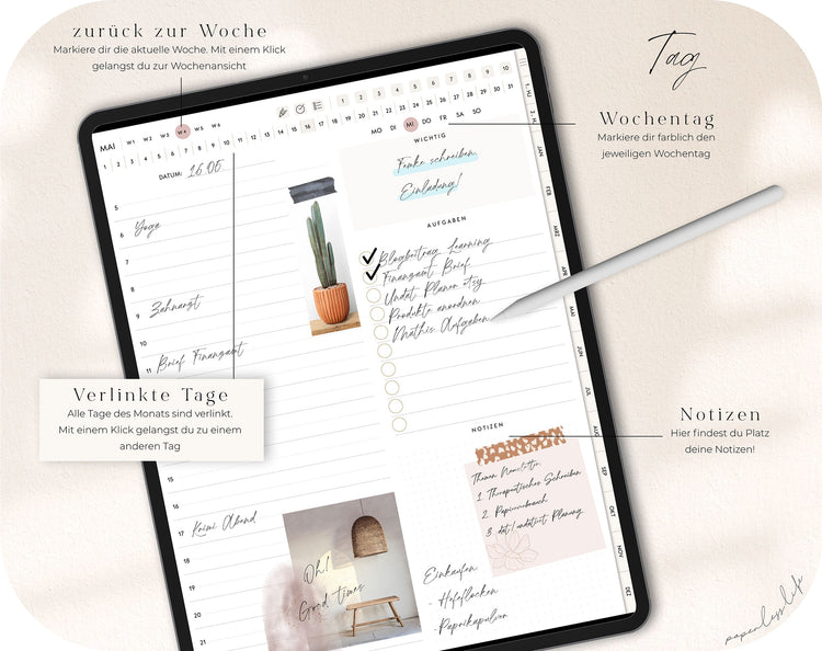 Undatierter Digitaler Planer | Hochkant | für Goodnotes u.v.m.