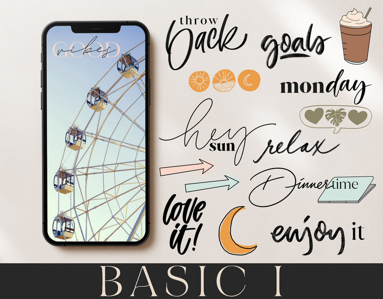 210+ Instagram Story Stickers - ☀️ Basic Set 1