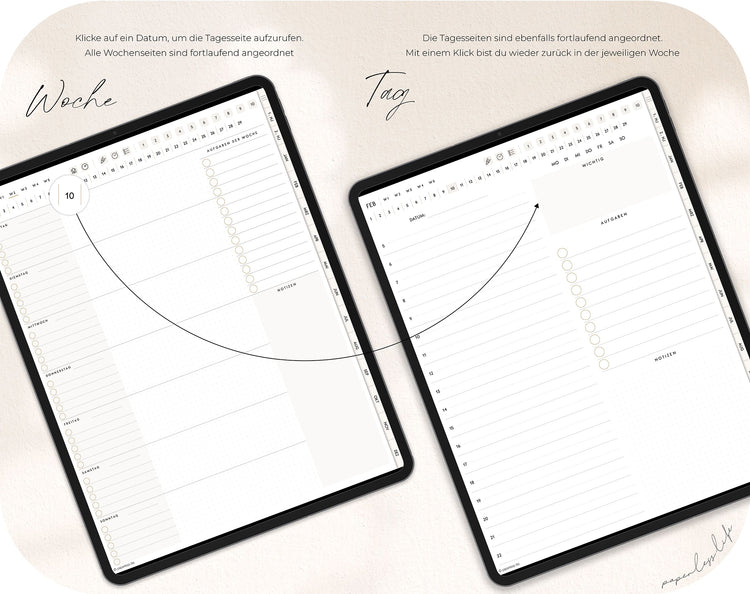 Undatierter Digitaler Planer | Hochkant | für Goodnotes u.v.m.