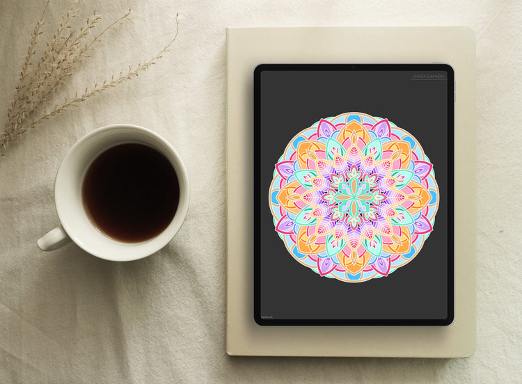 Digital Coloring Book - Mandala Black Edition