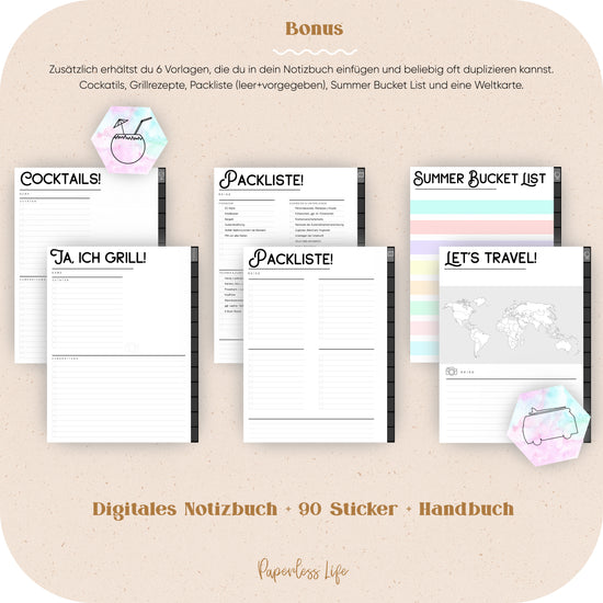 6 extra Vorlagen zum Einfügen