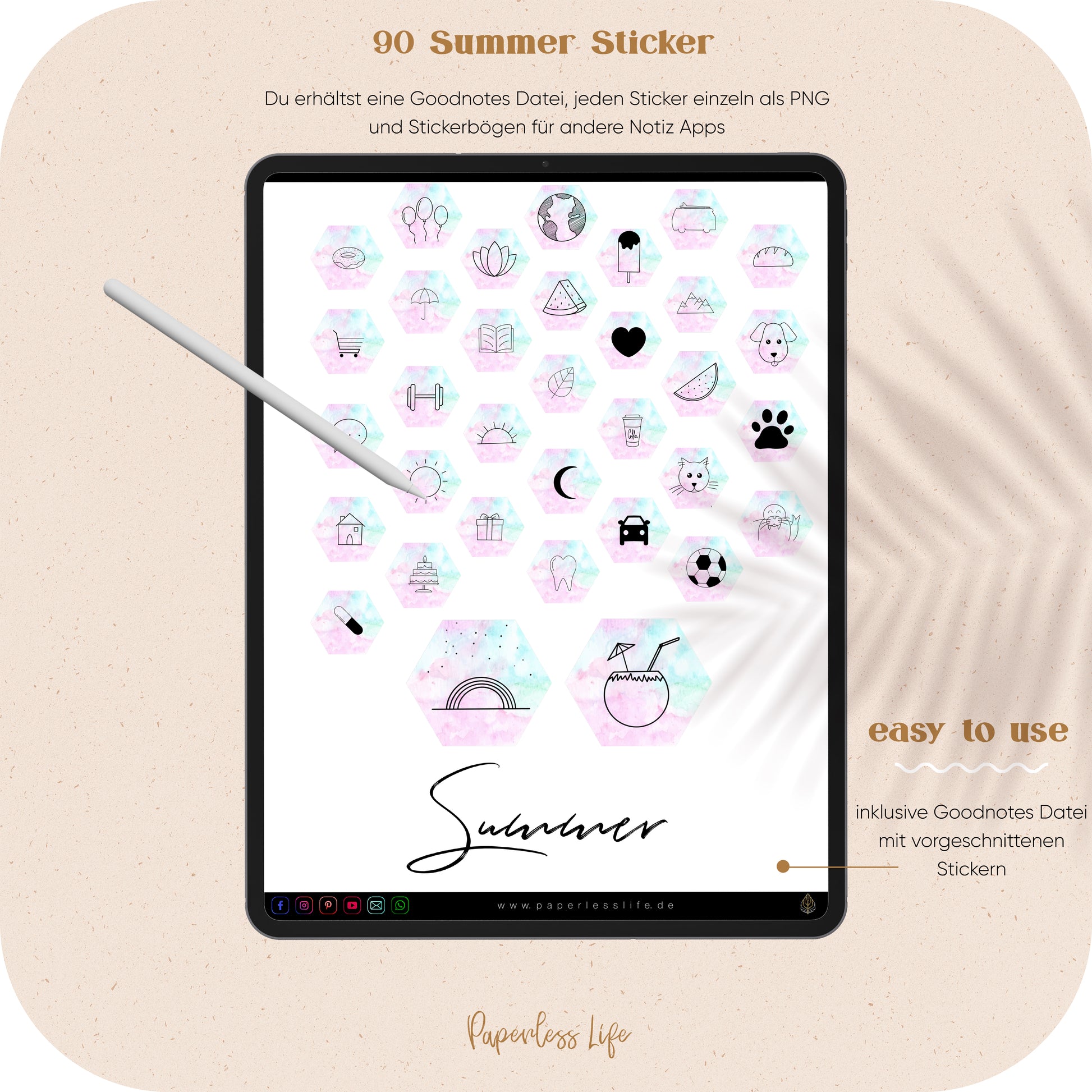 90 Sommer Sticker