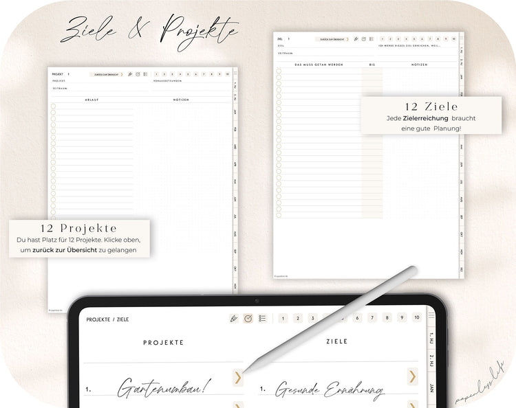 Undatierter Digitaler Planer | Hochkant | für Goodnotes u.v.m.