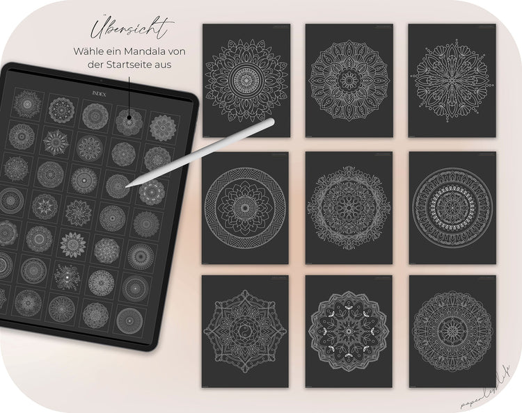 Digital Coloring Book - Mandala Black Edition