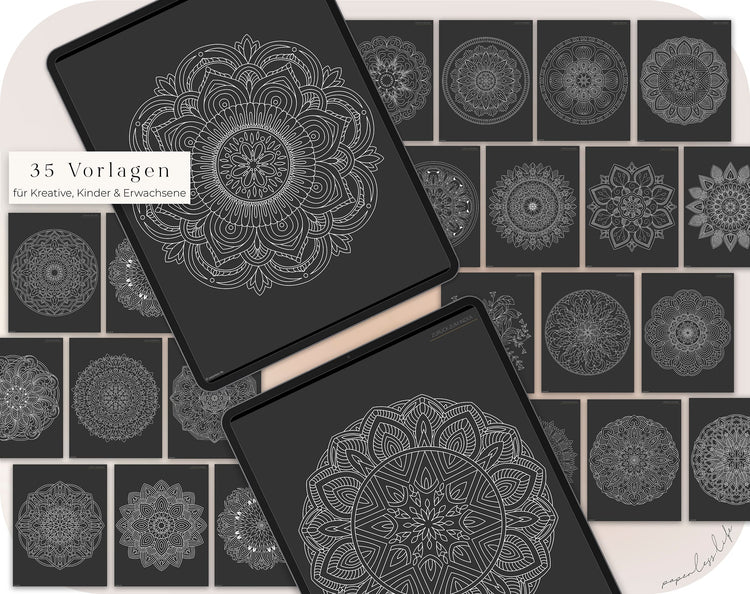 Digital Coloring Book - Mandala Black Edition