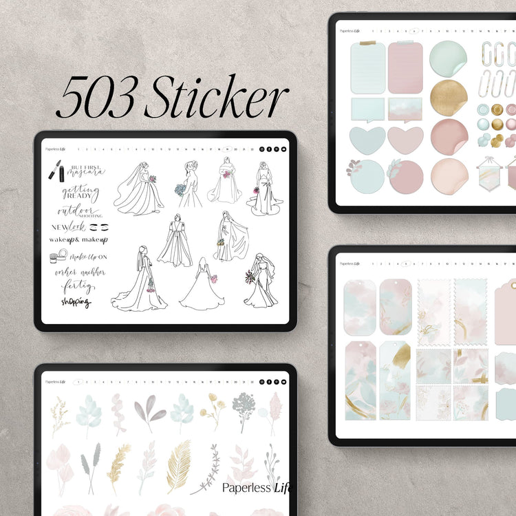 Digitale Sticker XXL für das Fotoalbum Hochzeit | Love Notes & Doodles