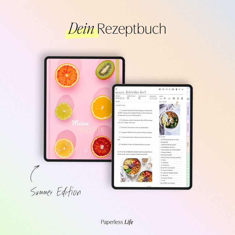 Digitales Rezeptbuch | Pastellfarben Summer Edition