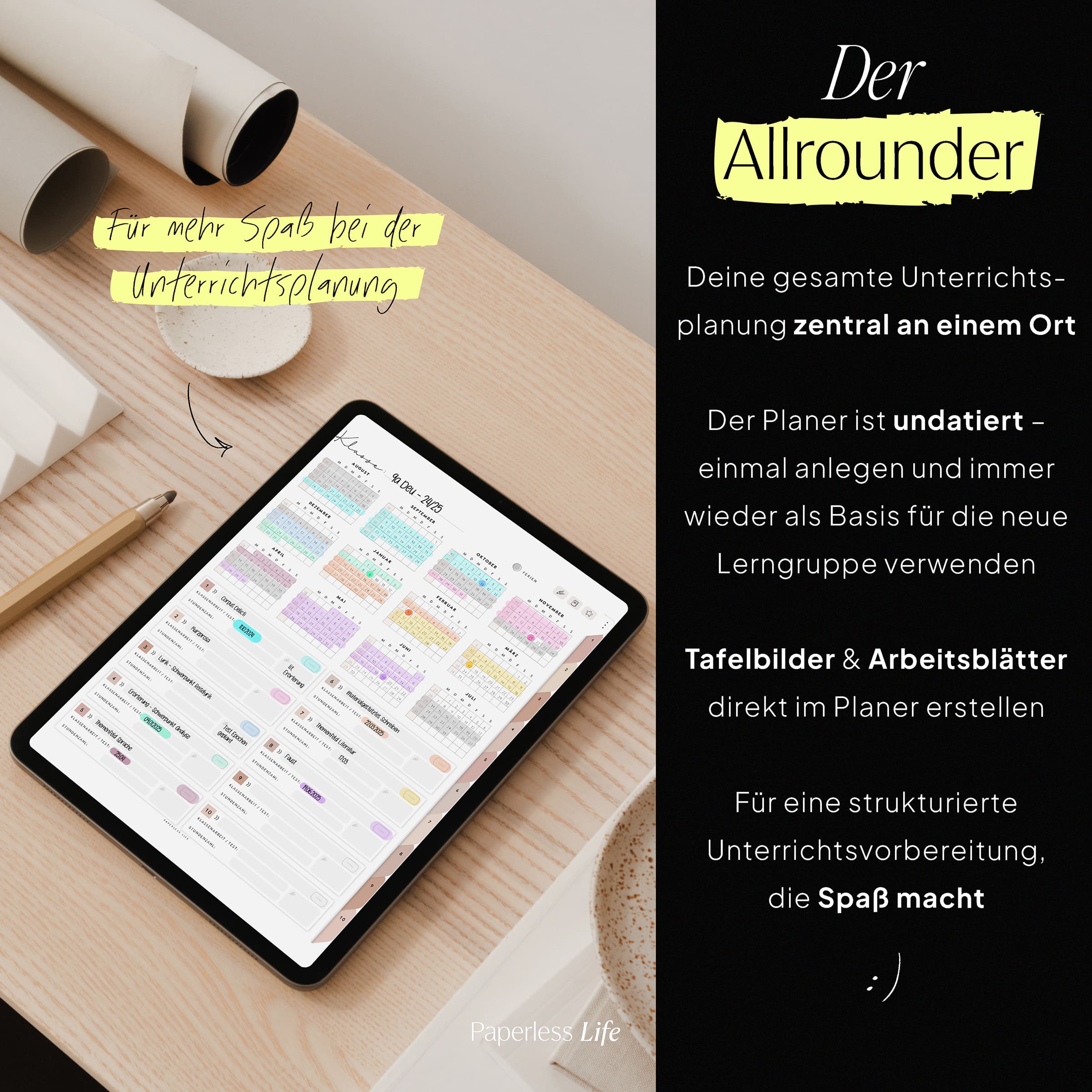 Digitaler Unterrichtsplaner - für GoodNotes & Co.