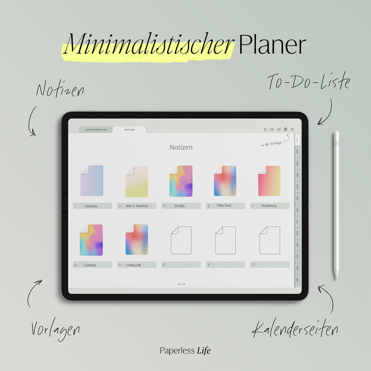 Undatierter Digitaler Planer I für Goodnotes u.v.m. I der Minimalist