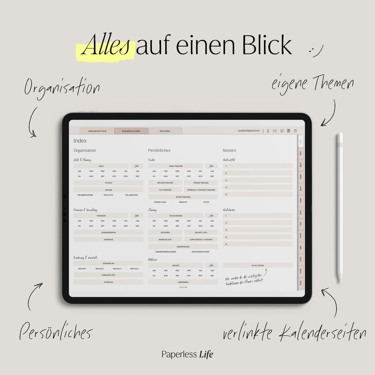 Undatierter Digitaler Planer I für Goodnotes u.v.m. I der Gamechanger