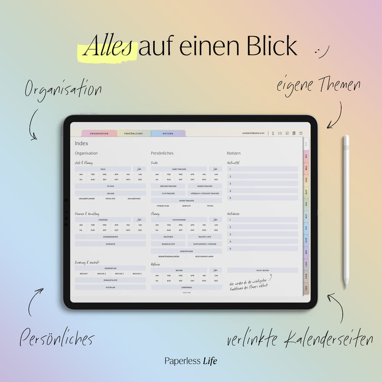 Undatierter Digitaler Planer I für Goodnotes u.v.m. I der Gamechanger