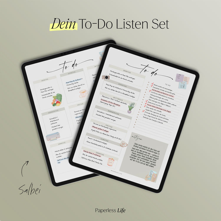 To-do-Listen Set mit 23 Vorlagen