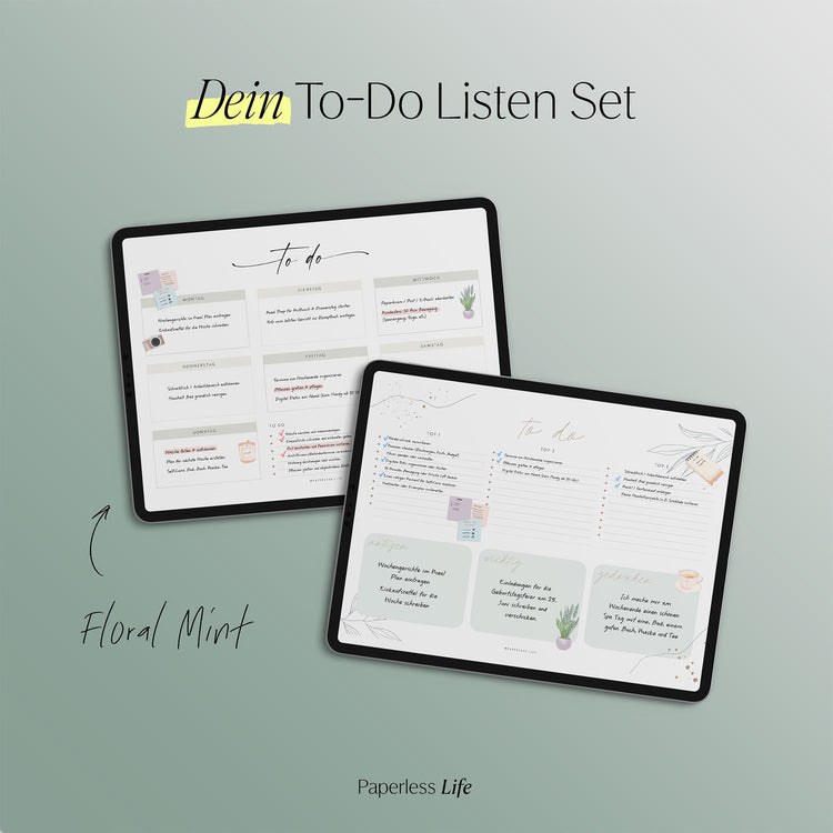 To-do-Listen Set mit 23 Vorlagen