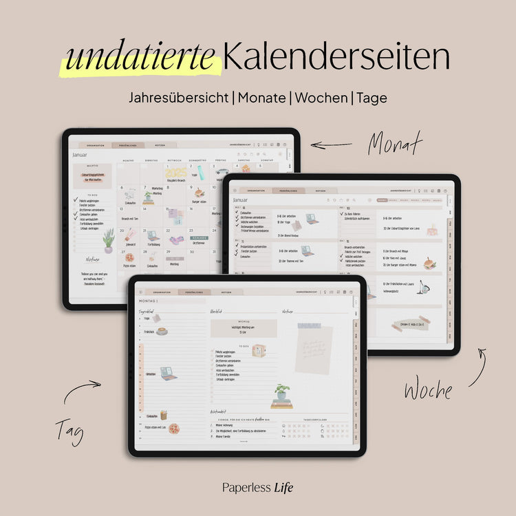 Undatierter Digitaler Planer I für Goodnotes u.v.m. I der Gamechanger