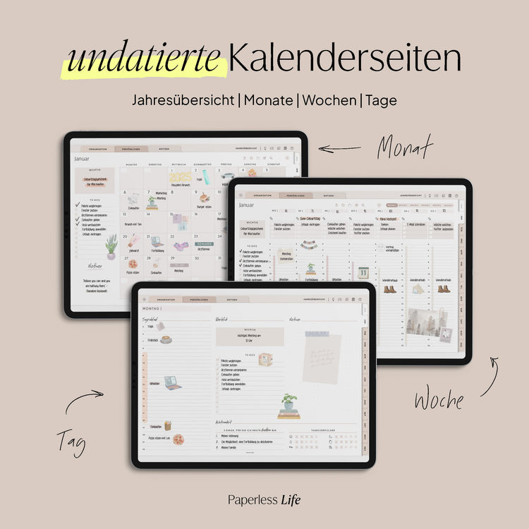 Undatierter Digitaler Planer I für Goodnotes u.v.m. I der Gamechanger