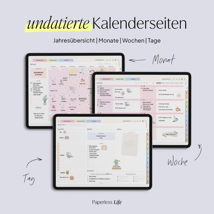 Undatierter Digitaler Planer I für Goodnotes u.v.m. I der Gamechanger