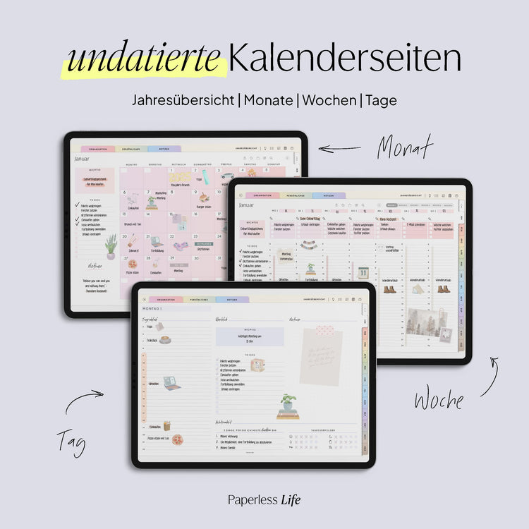 Undatierter Digitaler Planer I für Goodnotes u.v.m. I der Gamechanger