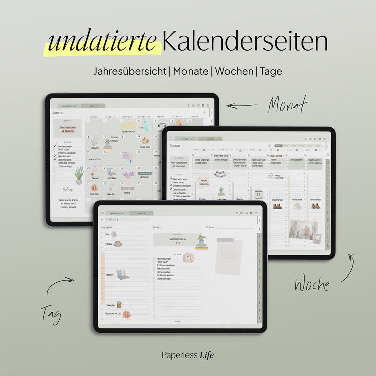 Undatierter Digitaler Planer I für Goodnotes u.v.m. I der Minimalist