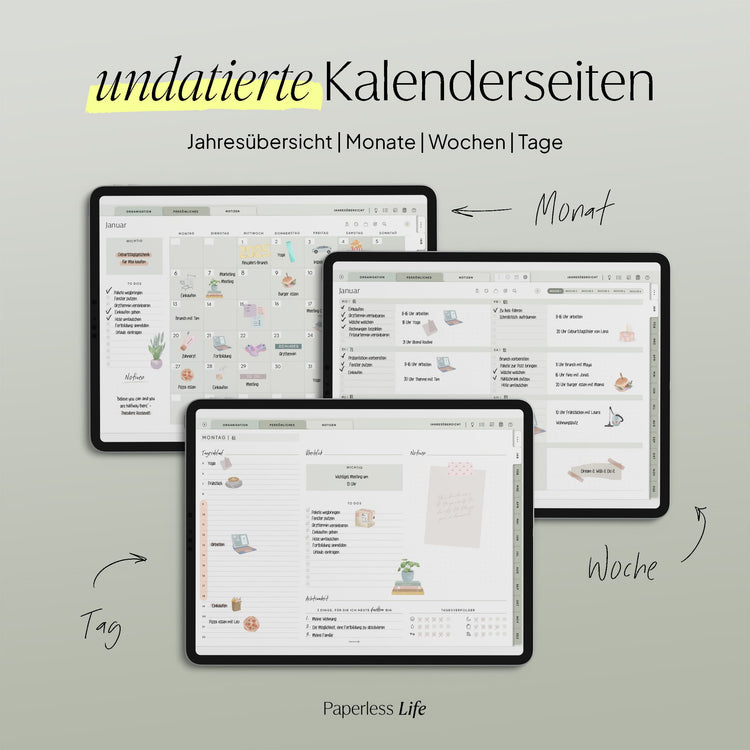 Undatierter Digitaler Planer I für Goodnotes u.v.m. I der Gamechanger