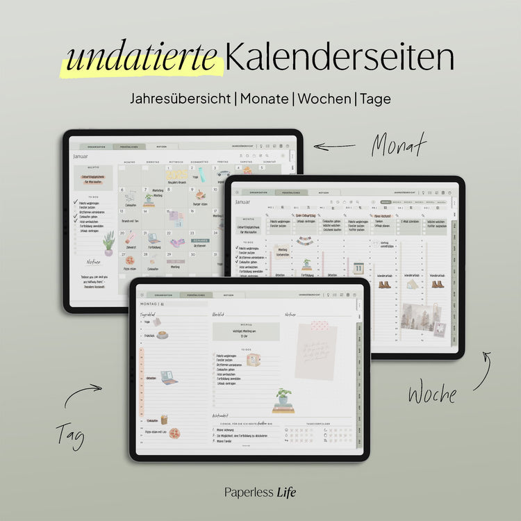 Undatierter Digitaler Planer I für Goodnotes u.v.m. I der Gamechanger